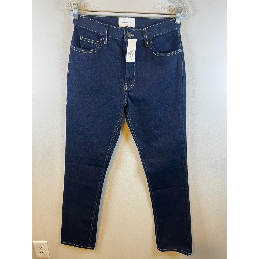 Current/Elliott Womens The Stovepipe Jeans High Rise Dark Indigo 27 NWT